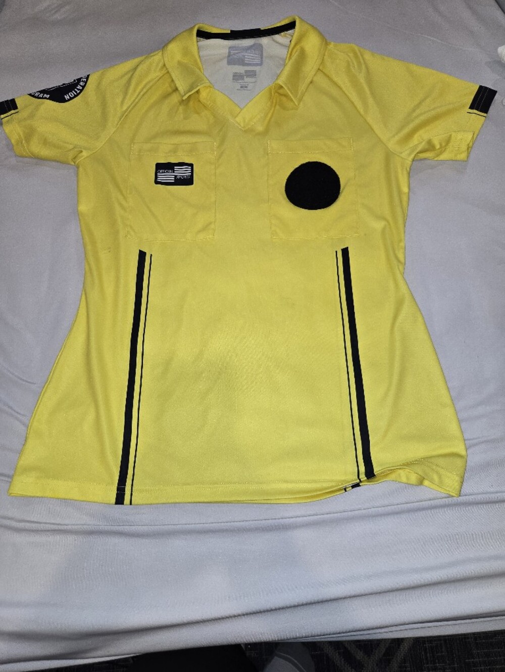 Official Soccer Referee Jersey Yellow Black Adult Small Short Sleeve - Womens